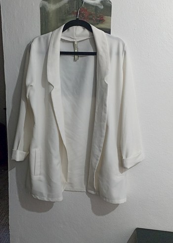 Zara Ekru Minimalist Uzun Kollu Ceket