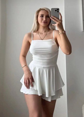 Trendyol & Milla Beyaz Mini askılı elbise