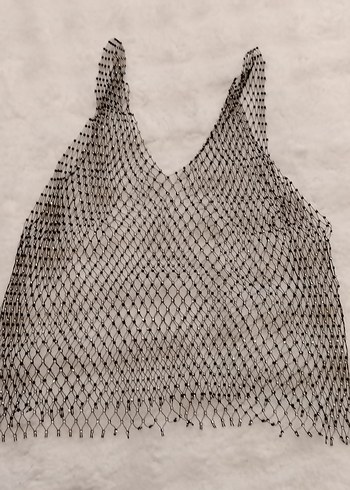 Bershka Nakışlı Siyah Örgü Crop Top