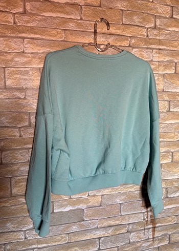 l Beden Turkuaz Kadın Sweatshirt, Bisiklet Yaka, Bol Kesim