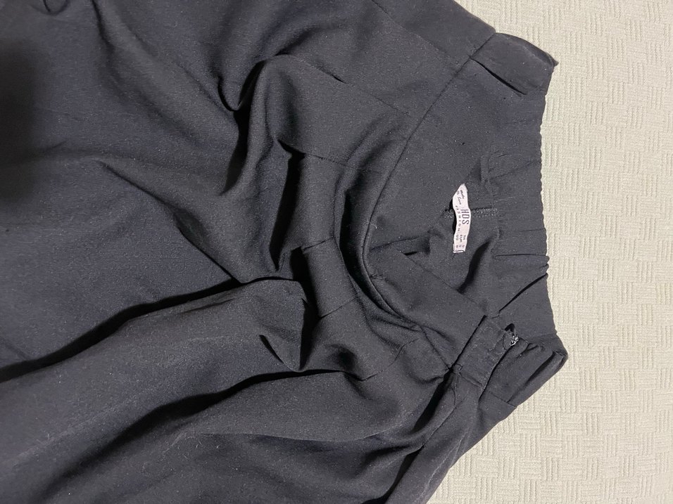 Düğmeli Siyah Grunge fitilli etek - Görsel 2