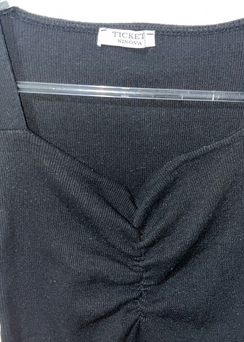 Siyah Midi V Yakalı Kısa Kollu Elbise - Görsel 2