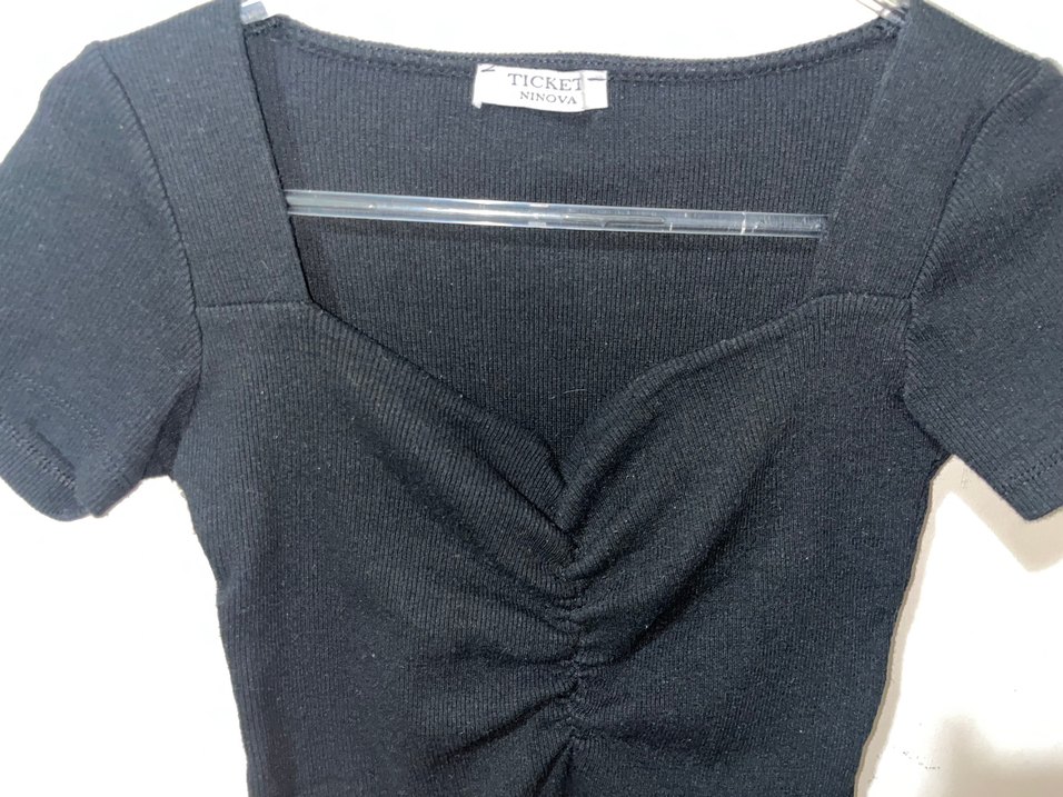 Siyah Midi V Yakalı Kısa Kollu Elbise - Görsel 2