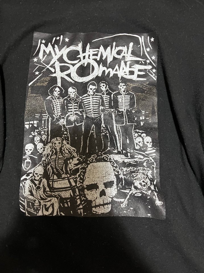 Kızlar için siyah rock punk baskılı tişört - Görsel 2