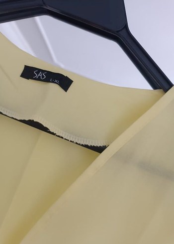 Sarı Kadın Midi Kimono V Yakalı - Görsel 2