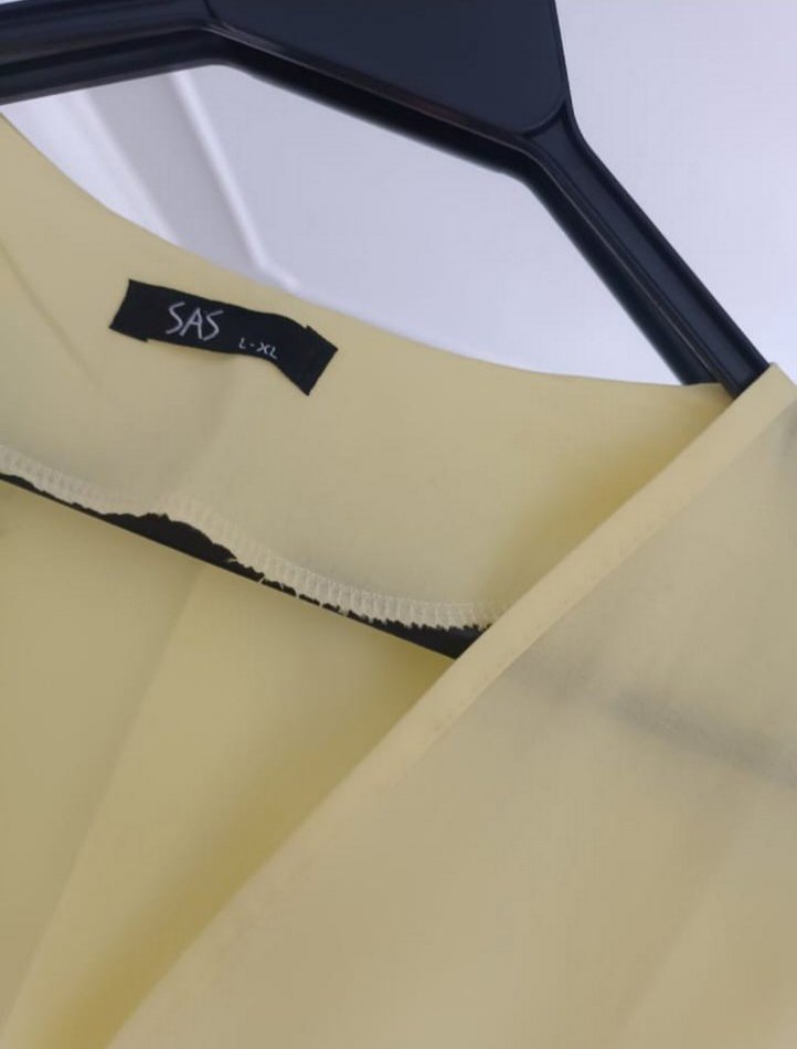 Sarı Kadın Midi Kimono V Yakalı - Görsel 2