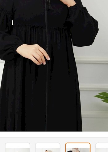 Püsküllü Siyah Uzun Kollu Kadın ferace - Görsel 3