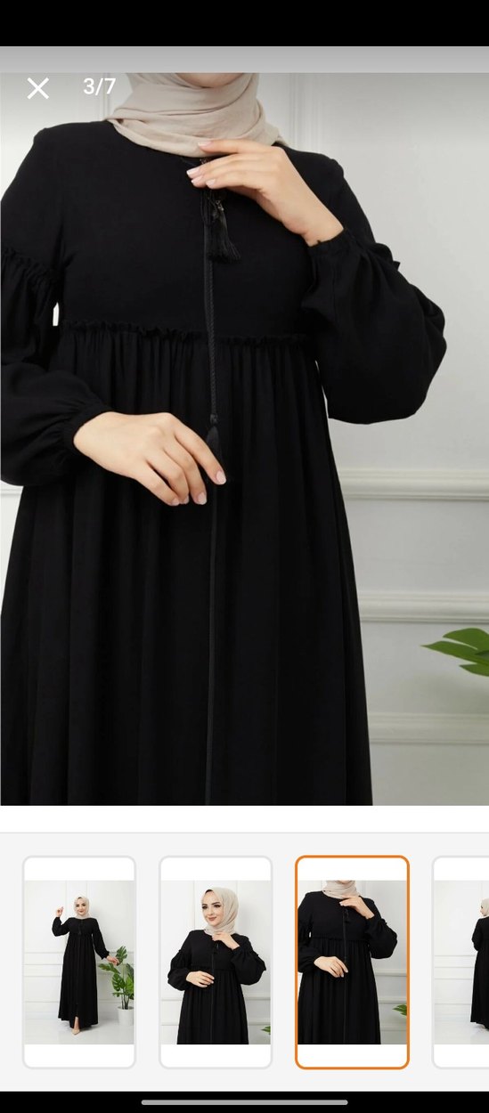 Püsküllü Siyah Uzun Kollu Kadın ferace - Görsel 3