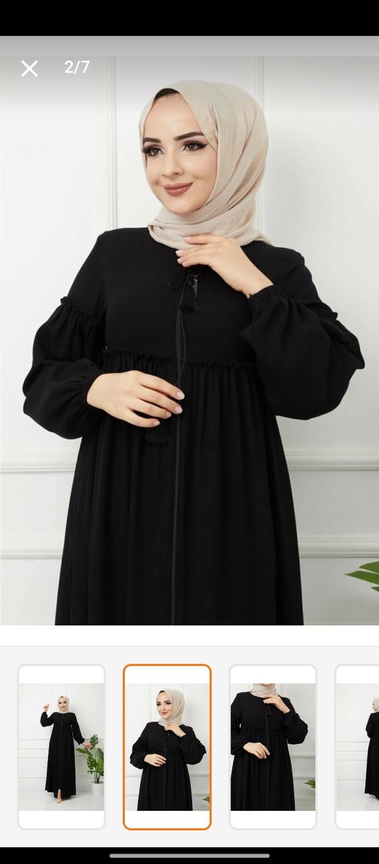 Püsküllü Siyah Uzun Kollu Kadın ferace - Görsel 2