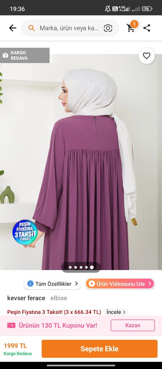 Uzun Mor Salaş ferace - Görsel 5