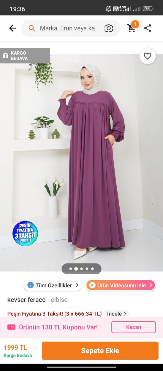 Uzun Mor Salaş ferace - Görsel 2