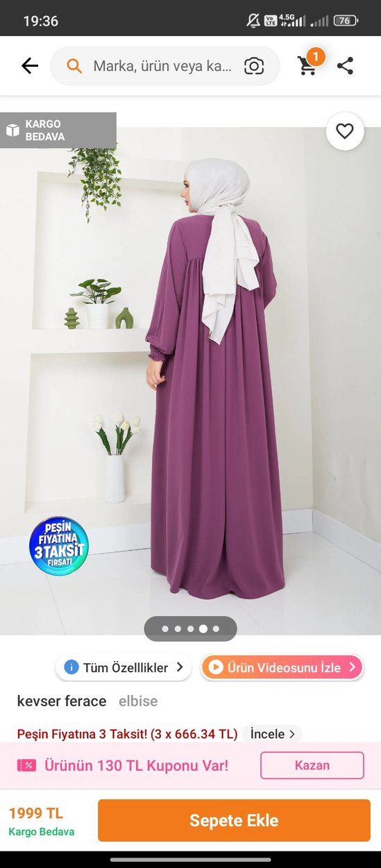 Uzun Mor Salaş ferace - Görsel 4