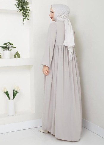 Gri Salaş Keten Uzun ferace - Görsel 3