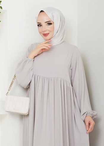 Gri Salaş Keten Uzun ferace - Görsel 4