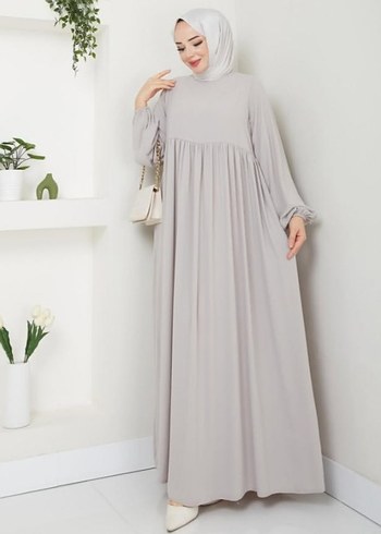 Gri Salaş Keten Uzun ferace - Görsel 2