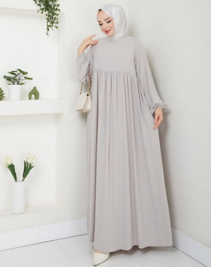 Gri Salaş Keten Uzun ferace - Görsel 2