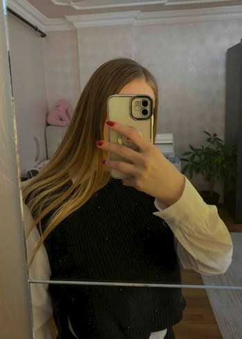 Boncuk Detaylı Örme Siyah Kadın Süveter - Görsel 4