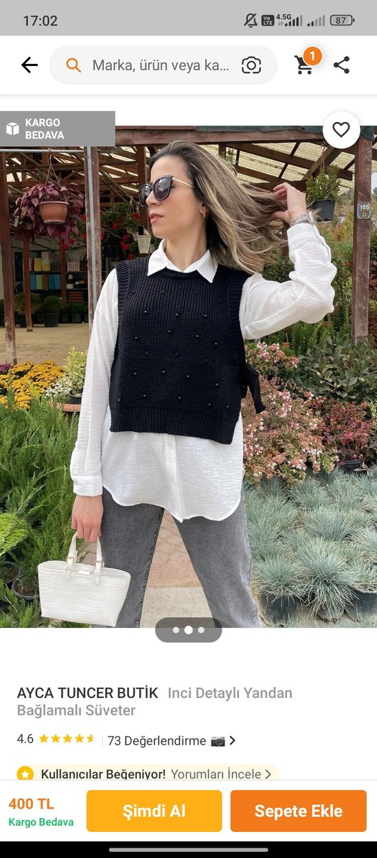 Boncuk Detaylı Örme Siyah Kadın Süveter - Görsel 2