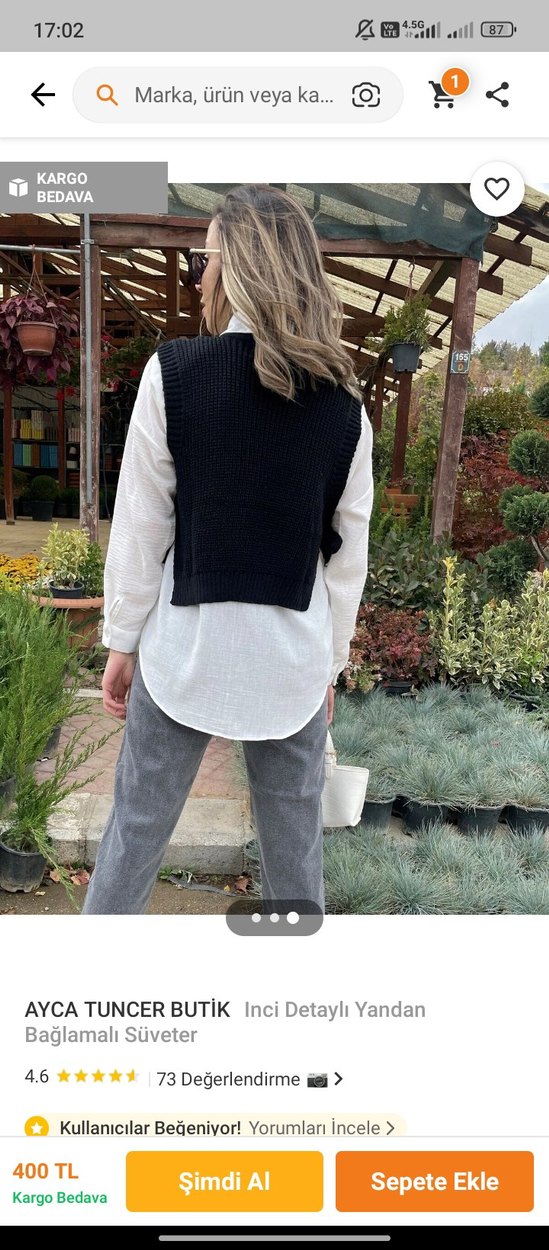 Boncuk Detaylı Örme Siyah Kadın Süveter - Görsel 3