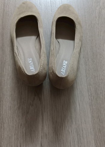 Bej Süet Kadın Dolgu Topuk Babet - Görsel 4