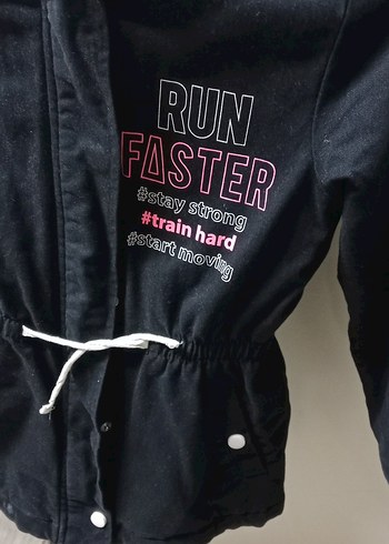 Düğmeli Siyah. kız çocuğu mont - Görsel 5