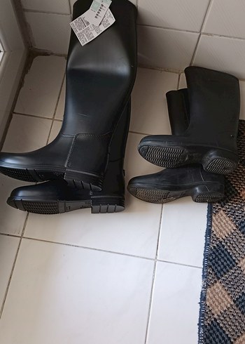 Kadın Siyah Lastik Blok Topuk Yağmur Çizmesi - Görsel 3