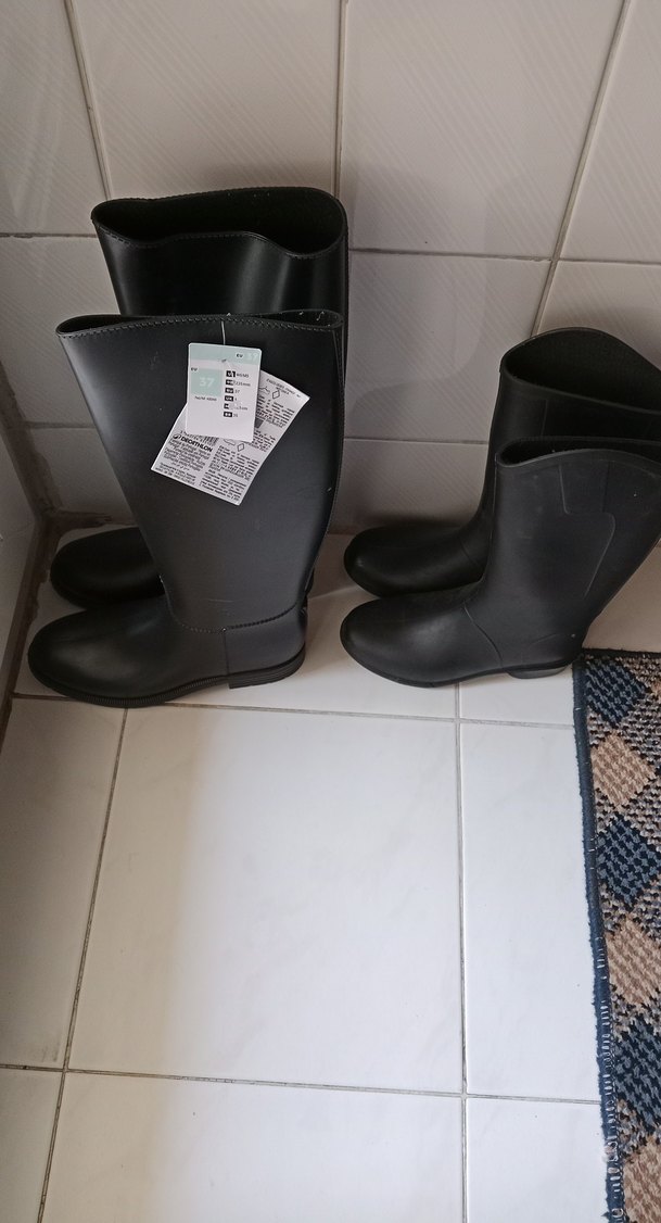 Kadın Siyah Lastik Blok Topuk Yağmur Çizmesi - Görsel 2