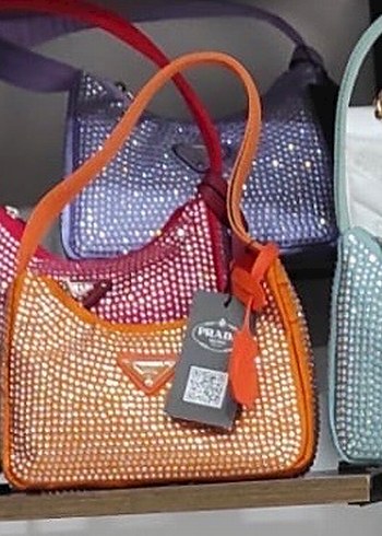 Prada Payetli Turuncu Kadın Çanta - Görsel 2