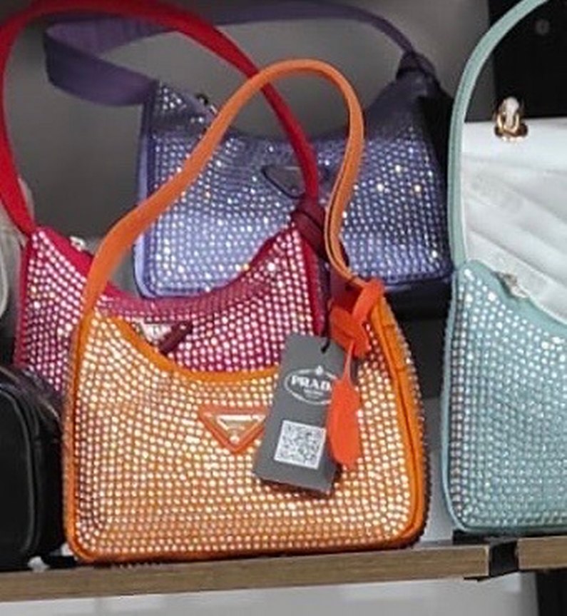 Prada Payetli Turuncu Kadın Çanta - Görsel 2