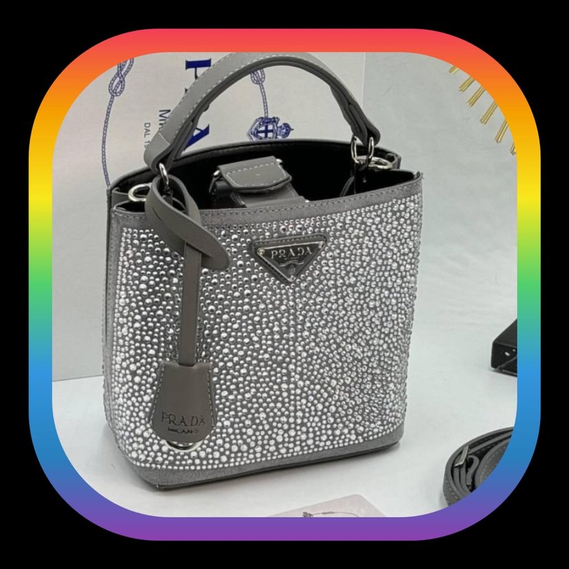 A kalite Prada Gri Payetli Kadın Çanta - Görsel 2