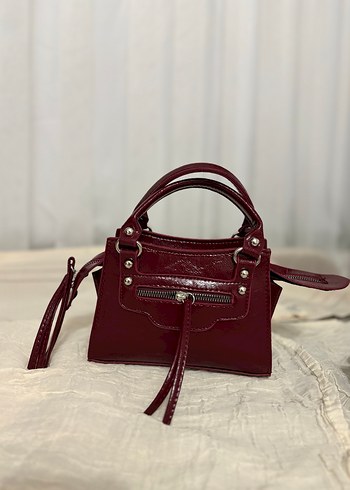 Bordo Deri Tokalı Kadın Çanta - Görsel 2