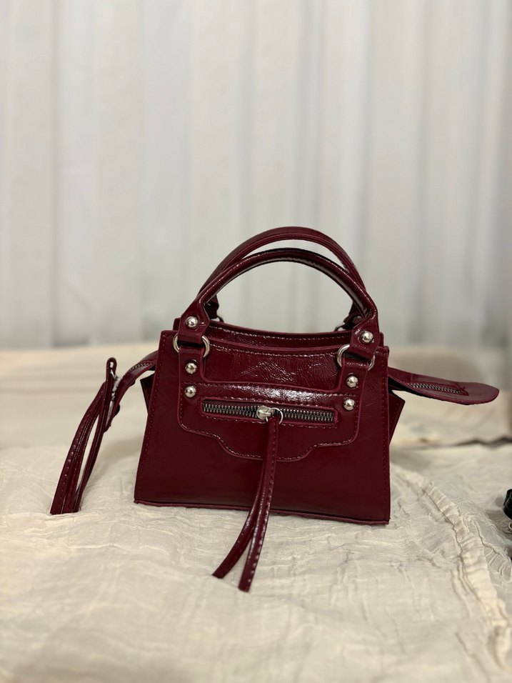 Bordo Deri Tokalı Kadın Çanta - Görsel 2
