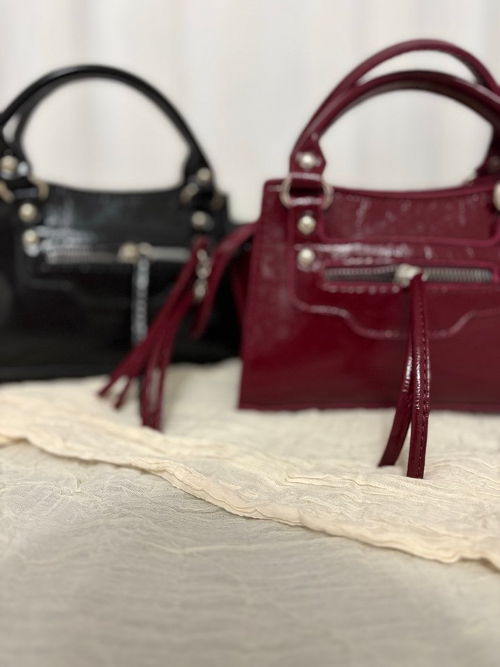Bordo Deri Tokalı Kadın Çanta - Görsel 3