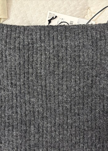 Gri Örgü Kadın Kolsuz Triko Süveter - Görsel 5