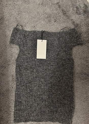 Gri Örgü Kadın Kolsuz Triko Süveter - Görsel 7