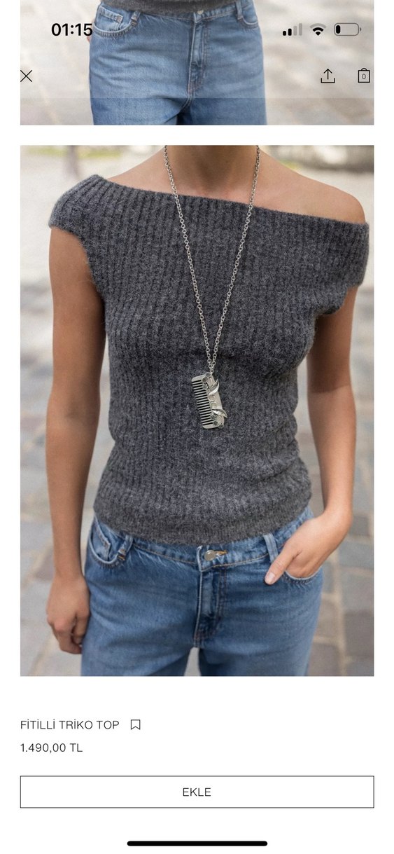 Gri Örgü Kadın Kolsuz Triko Süveter - Görsel 2