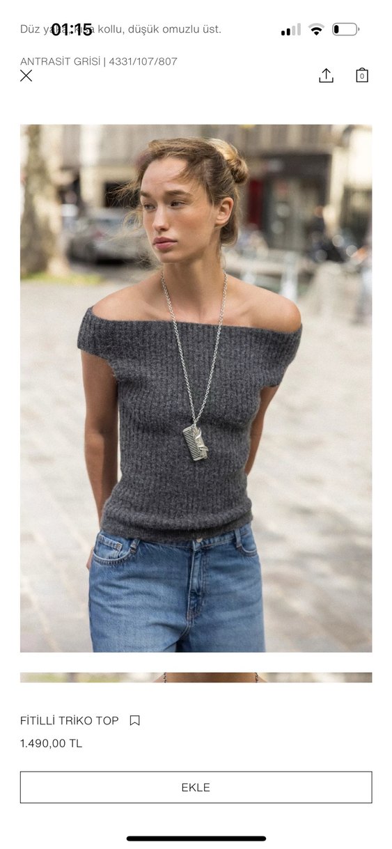 Gri Örgü Kadın Kolsuz Triko Süveter - Görsel 3