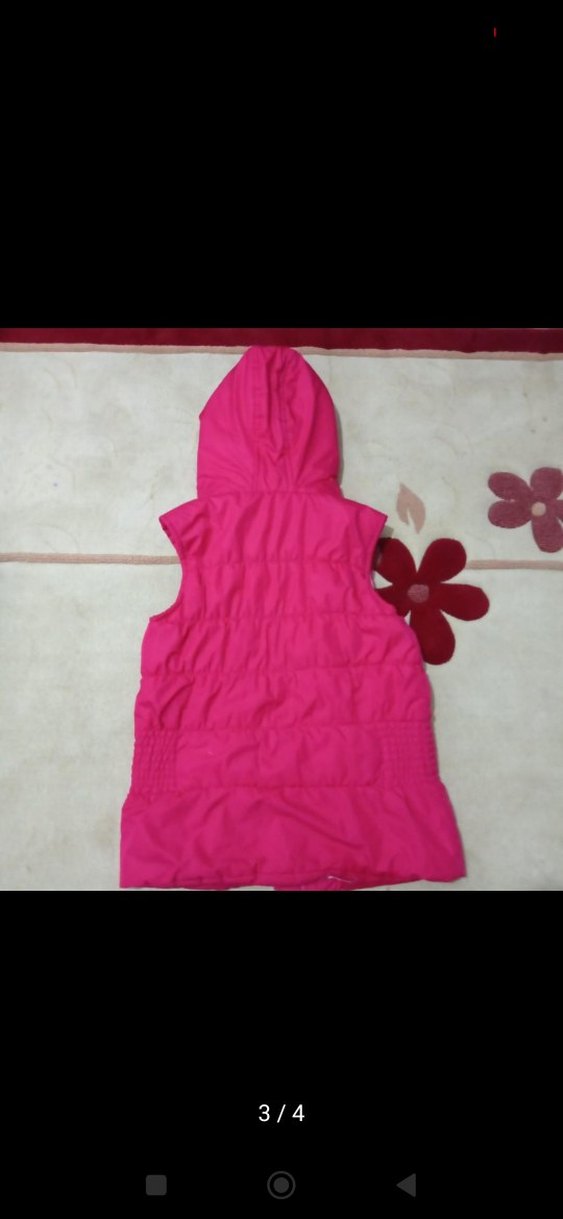 Kız Çocuk Kapüşonlu Pembe Nakışlı Yelek - Görsel 3