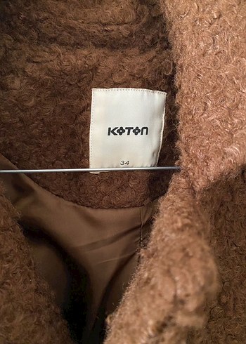 Koton Kahverengi Peluş Uzun Kaban
