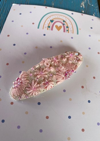 Beden pembe Renk Dantel İşlemeli Pembe Bohem Çocuk Toka
