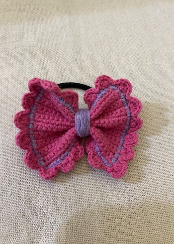 Renkli Nakışlı Pembe Fiyonk Saç Tokası - Görsel 3