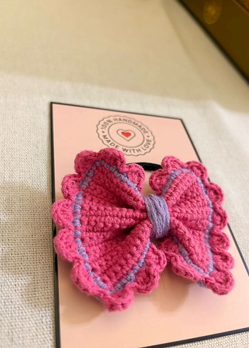 Renkli Nakışlı Pembe Fiyonk Saç Tokası - Görsel 2