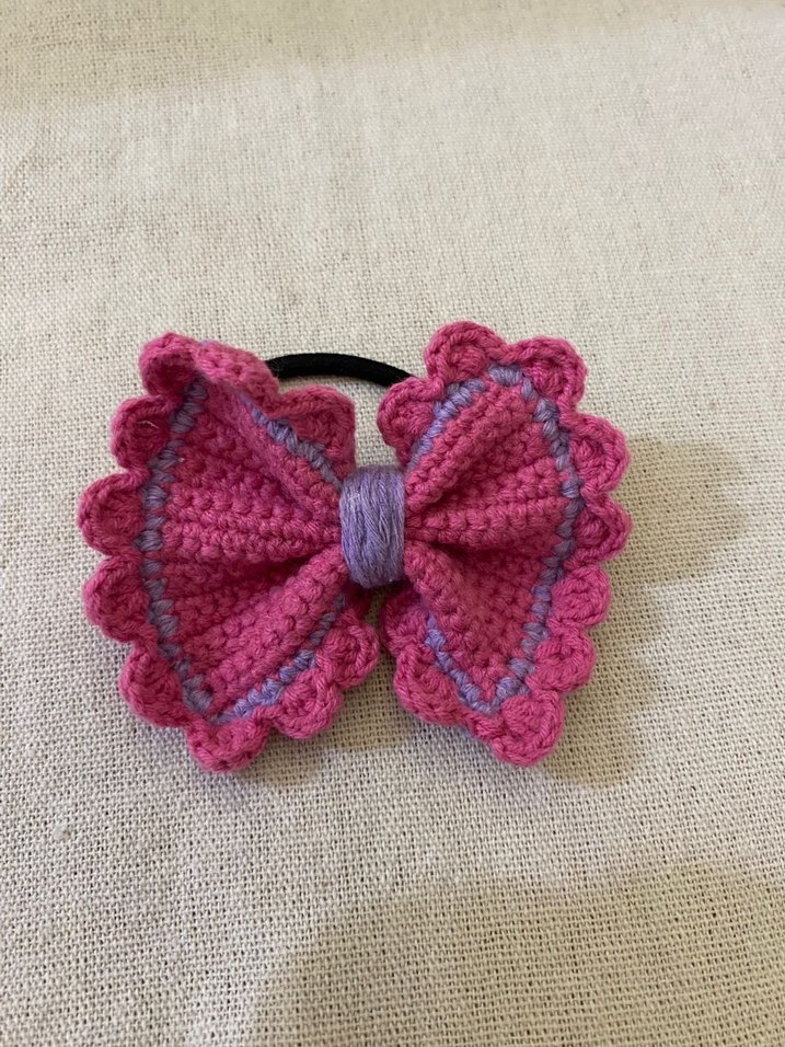 Renkli Nakışlı Pembe Fiyonk Saç Tokası - Görsel 3