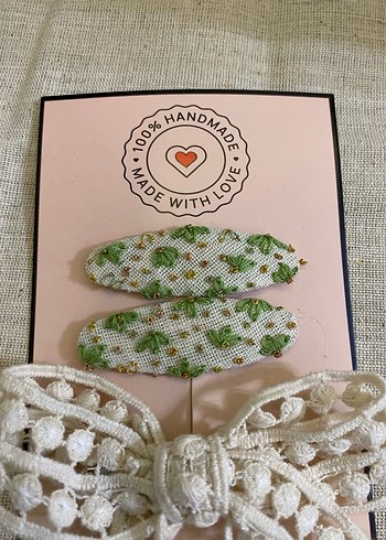 Nakışlı Dantel Beyaz Çocuk Toka Seti - Görsel 3