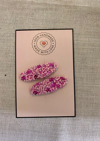 Boncuk İşlemeli Pembe Çocuk Toka Seti - Görsel 3