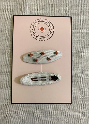 Dantel Fiyonk ve Nakışlı Bebek Toka Seti - Görsel 3