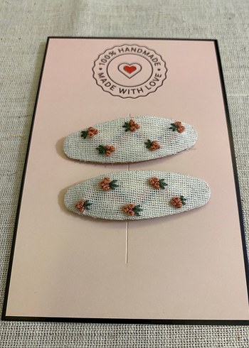 Nakışlı Boncuklu Bej Çocuk Toka Seti - Görsel 2