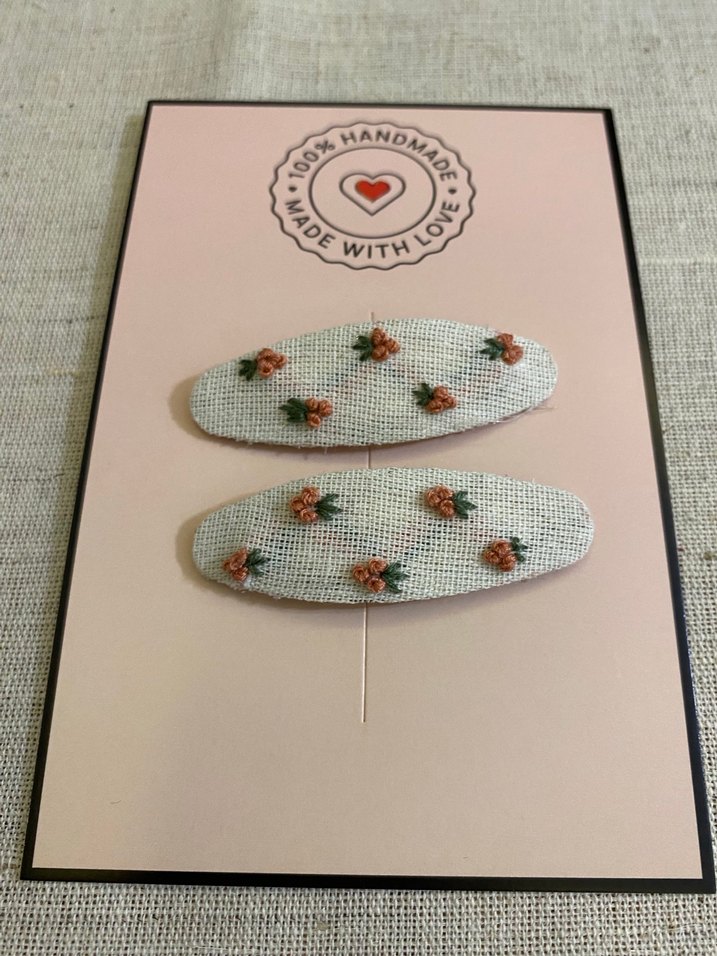 Nakışlı Boncuklu Bej Çocuk Toka Seti - Görsel 2