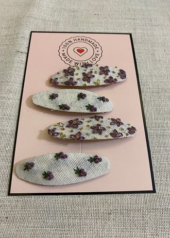 Mor Nakışlı Boncuklu Çocuk Toka Seti - Görsel 2