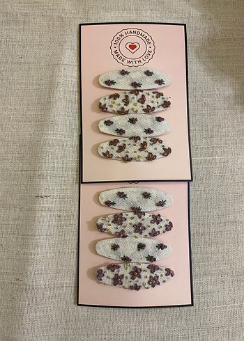 Mor Nakışlı Boncuklu Çocuk Toka Seti - Görsel 3